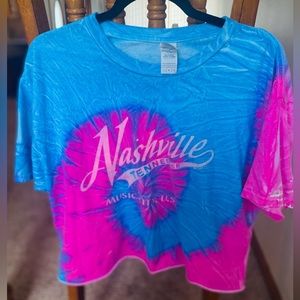 Nashville women’s crop top - tie dye  - large pink & blue